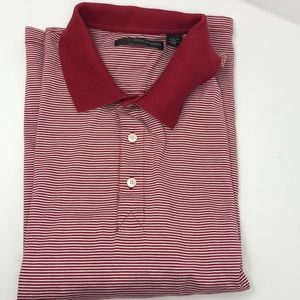 Greg Norman Red/White Striped Golf Shirt